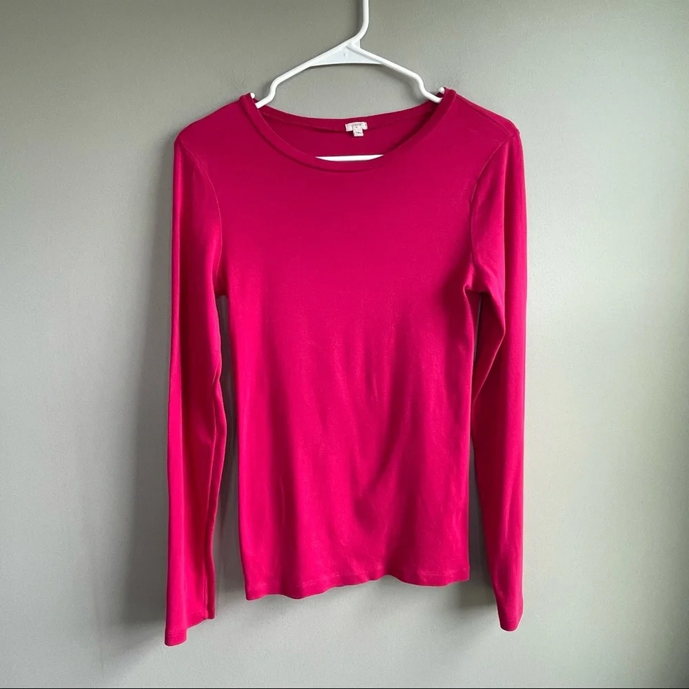 J. Crew Long Sleeve Pink Tee M - Picture 1 of 4